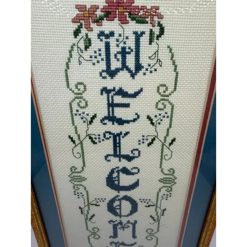 Gorgeous needle point welcome sign cottage core